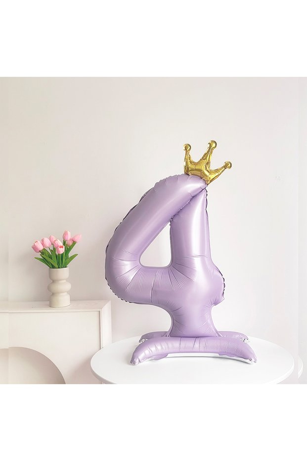 NUMBER 40inch 4 Standing matte purple crown digital aluminum foil balloon is suitable for birthday p