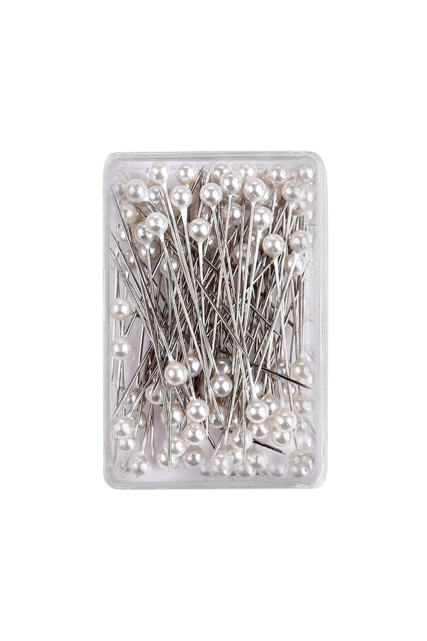 WHITE 100Pcs/Box 38cm Colorful Round Pearl Head Needles Stitch Straight Push Sewing Pins For Dressma