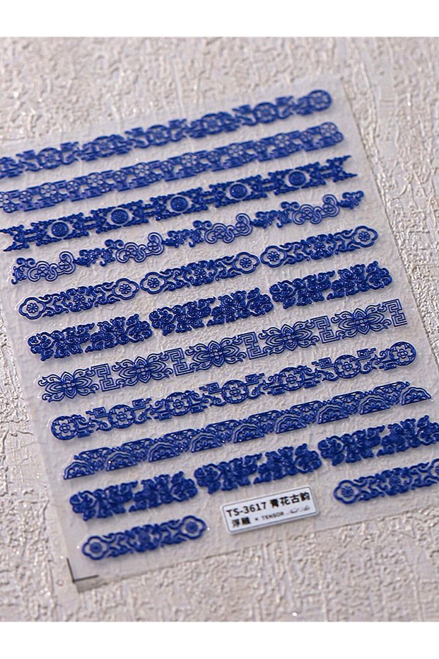 1pcs ts3617 1pcs 5D Retro Style Dragon Phoenix Flower Nail Stickers Relief Self Adhesive N