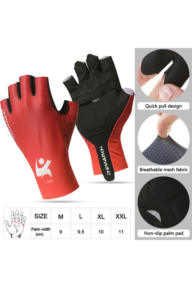 L Red GTUBIKE Cycling Half-finger Gloves Spring Summer Non-slip Exercise Fitness Fishing Outdoor Spo