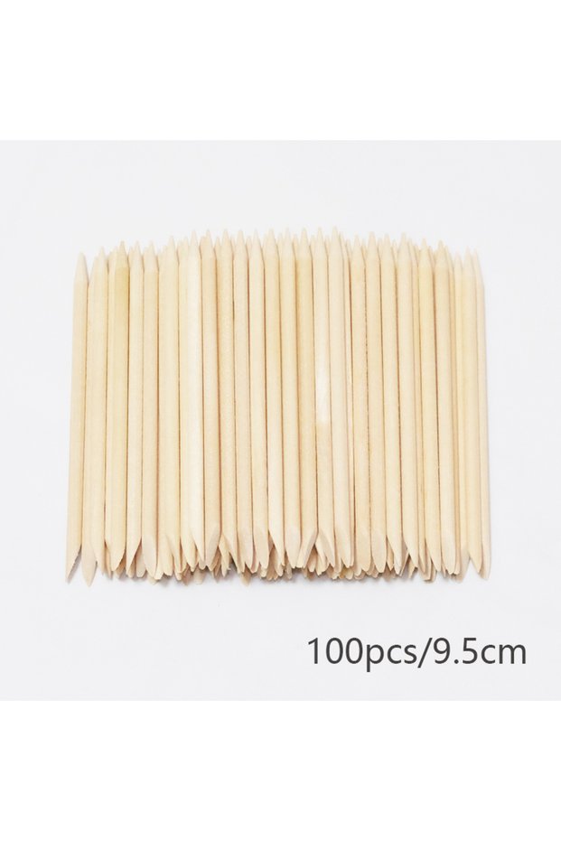 100Pcs 9.5cm Nail Cuticle Pusher Orange Wood Sticks Nail Manicures Remover Wooden Design Nail Gel Po