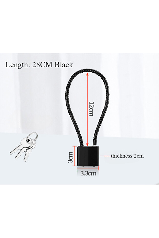 Black-28cm 1PC Steel Wire Lock Battery Car Iron Helmet Lock Soft Wire Rope Electric Car Long Hang Ca