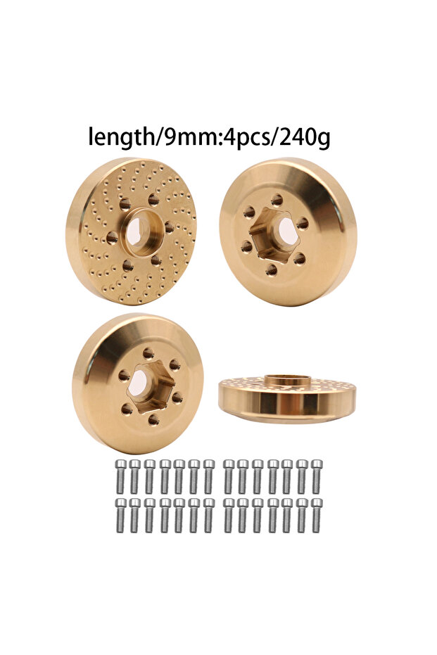 C 4pcs 9MM Brass Wheel Hex Hub Adapter for 1.9 2.2 Beadlock Wheel Rim RC Crawler Car Axial SCX10 Cap