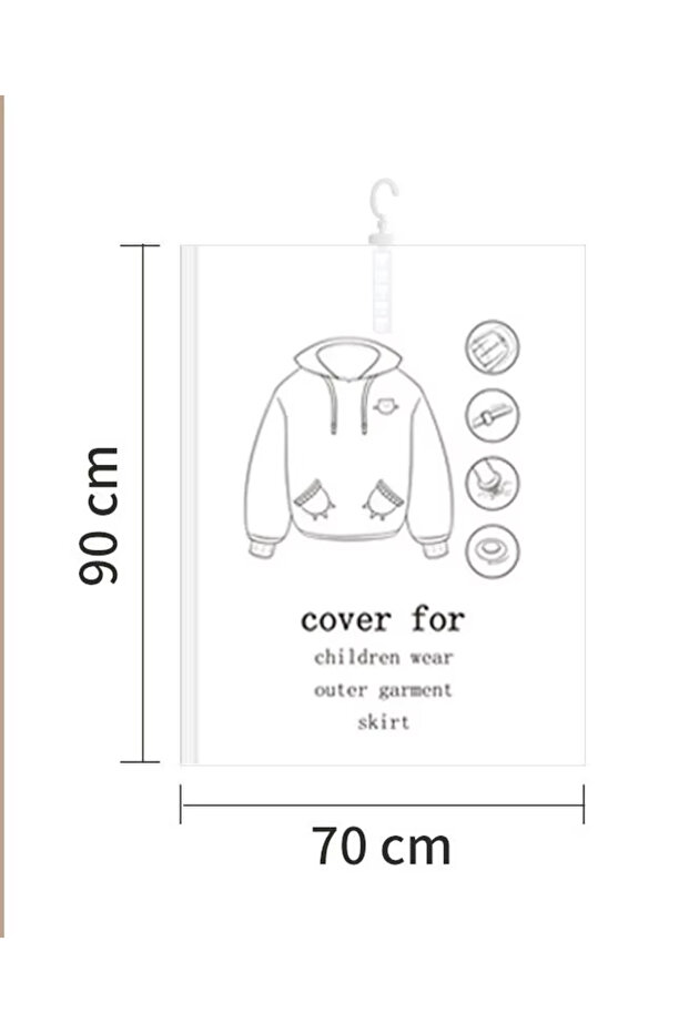 1 Pack S(70X90cm) Hanging Vacuum Space Saver Bags Closet Organizer Storage Bags, Vacuum Seal Clear