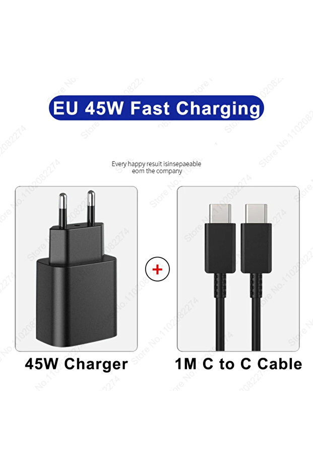 EU 45W Black 2 IN 1 For 45W Fast Charger For S25 S23 S22 S24 Ultra Plus A54 A35 A55 5G USB Typ...