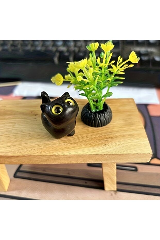 D Charming Wooden Kitten Figurine - Handcrafted Cat Decor For Home, Perfect Gift Idea Cat Figurine C