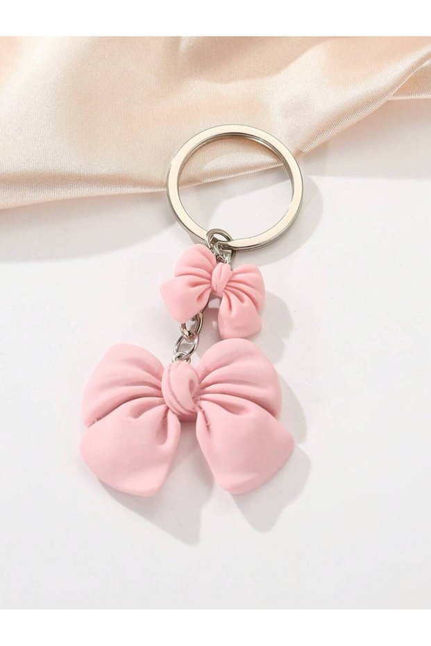 Pink 1pc Creative Pink Bow Keychain, Minimalist Resin Charm for Bag/Car/Backpack. Cute Goth Y2K Gift