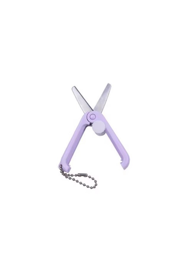 purple 1Pcs Portable Stainless Steel Scissors With Multifunctional Retractable Keychain Design For P