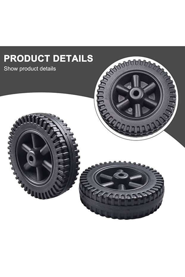 Black 2pcs BBQ Grill Wheels 6 Inch Blow Molded Wheel Replacement Oven Accessories 8-10mm Hole For Mu