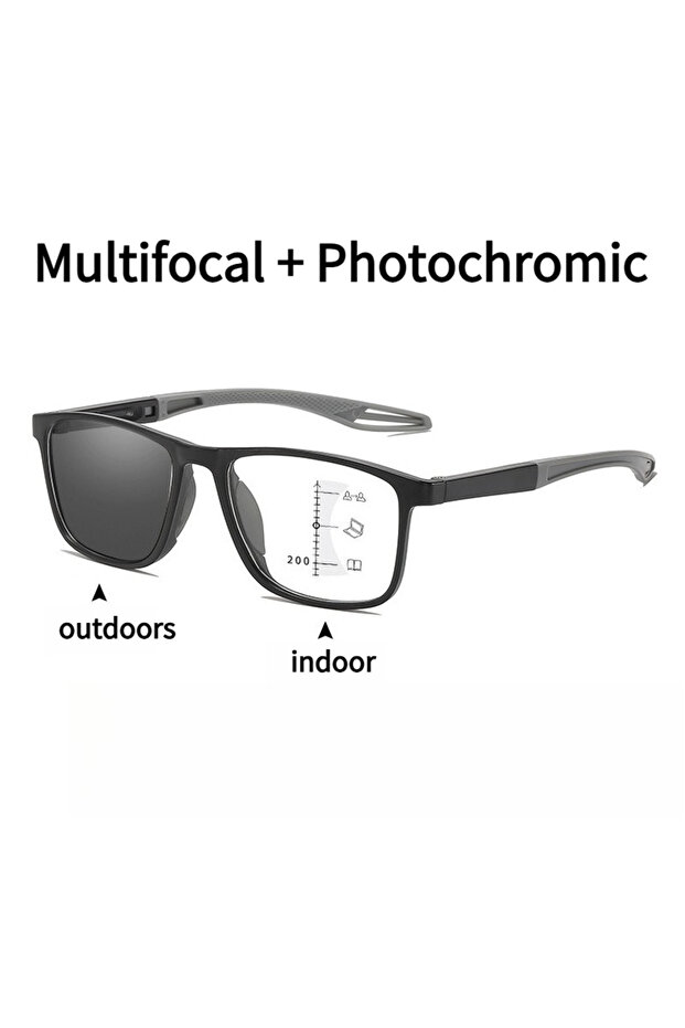 +150 gray 3in1 Photochromic Multifocal Reading Glasses Progressive Look Far and Near Eyeglasses Men