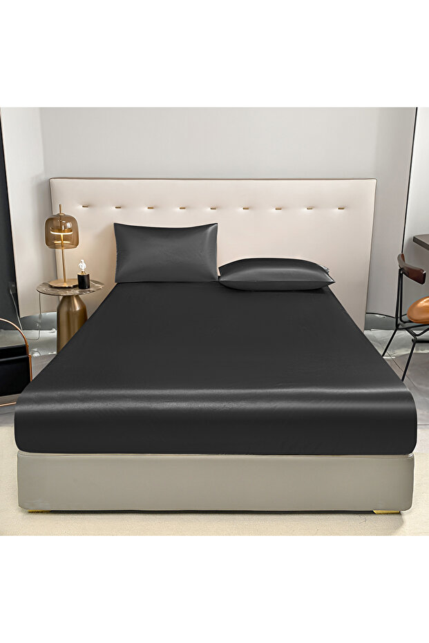 153x203x30cm Black 1Pc Waterproof Fitted Bed Sheet With Elastic Band Black Golden White Anti-slip Ad
