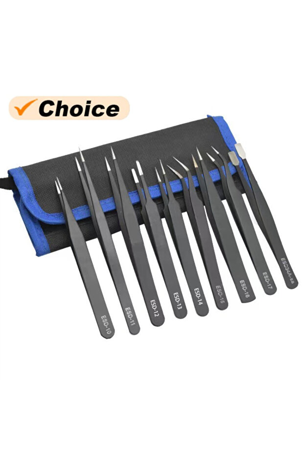 TE-042 TE-042 TE-043 Precision Tweezers Set ESD Anti-Static Stainless Steel Tweezers Pry Bars for El