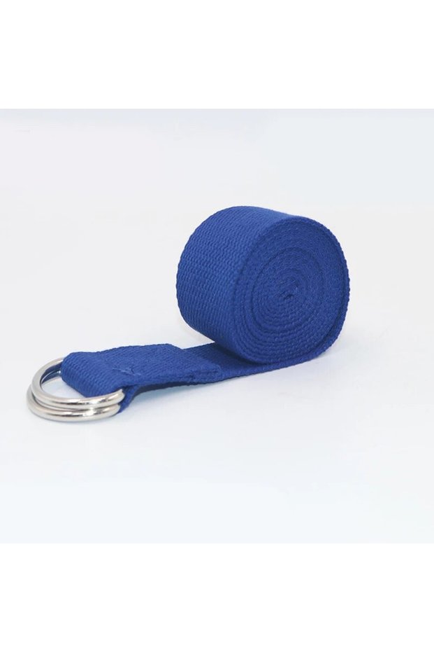 Blue M 1Pc Yoga Strap For Yoga Pilates Ballet Dance With Adjustable D-Ring Buckle Cotton Yoga Belt F