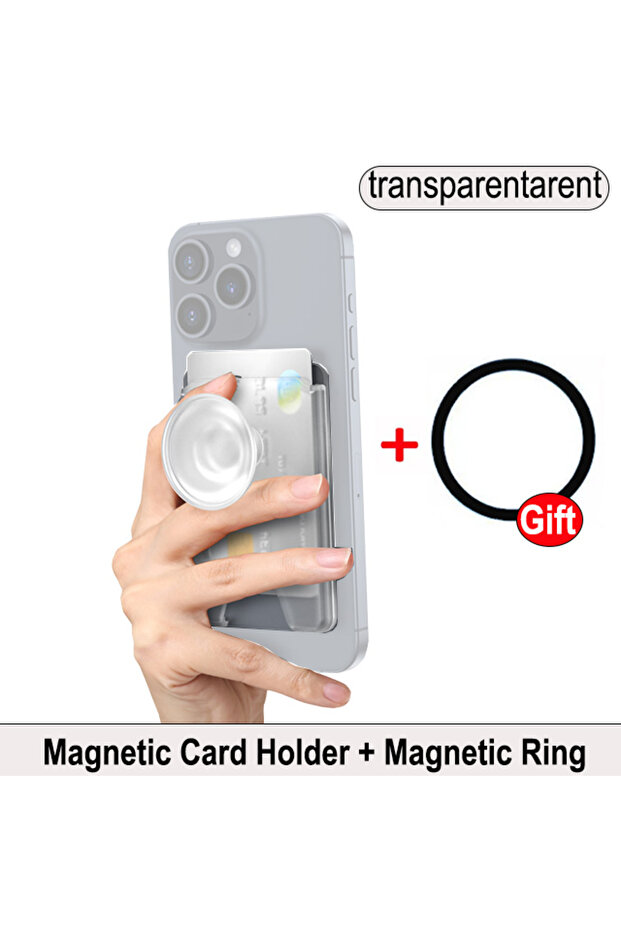 Transparent Grippopso For MagSafe Wallet Magentic Phone Card Grip Holder,2 In 1 Wallet For iPhone 15