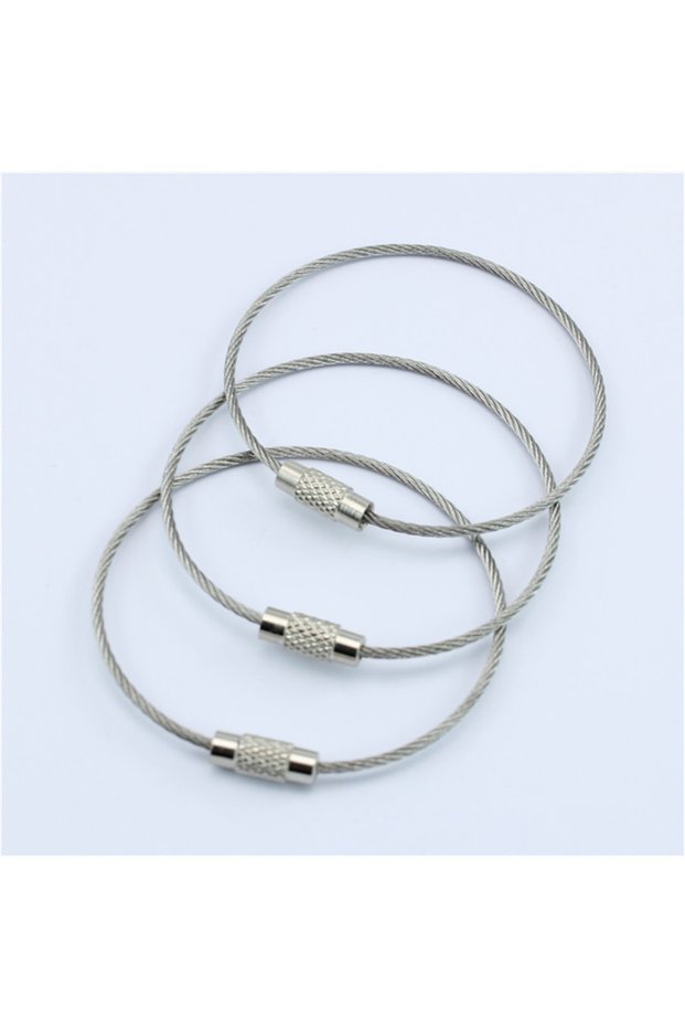 size 15cm long 20pcs steel color 10/20pcs/lot Stainless Steel Wire Keychain Ring Key Keyring Circle