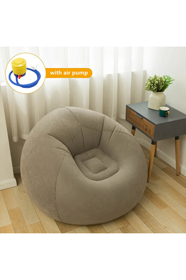 Khaki Large Lazy Inflatable Sofa Chairs PVC Lounger Seat Bean Bag Sofas Pouf Puff Couch Tatami Livin