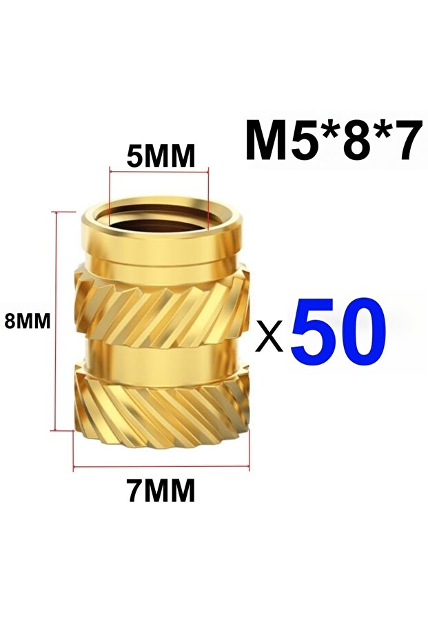 50 قطعة M5x8x7، 50/100 قطعة صواميل تثبيت حرارية M3 M4 M5 ملولبة، صواميل نحاسية مخرشة ثلاثية الأبعاد