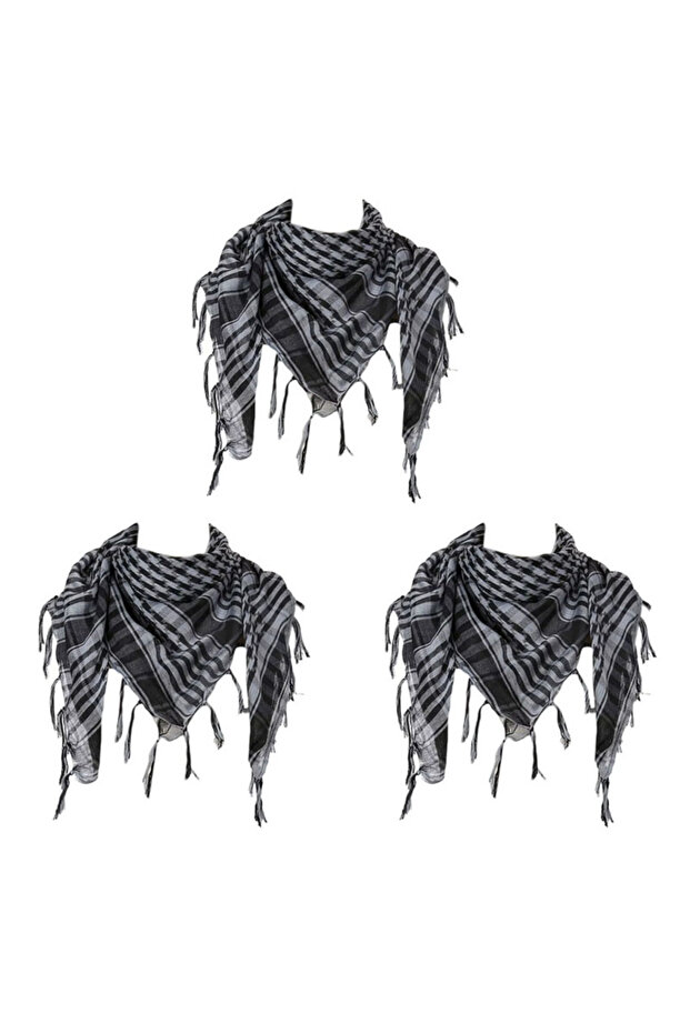 3pcs-Grey 1/2/3pcs Keffiyeh Tactical Desert Scarf Wrap Shemagh Head Neck Arab Scarf Keffiyeh Scarf W