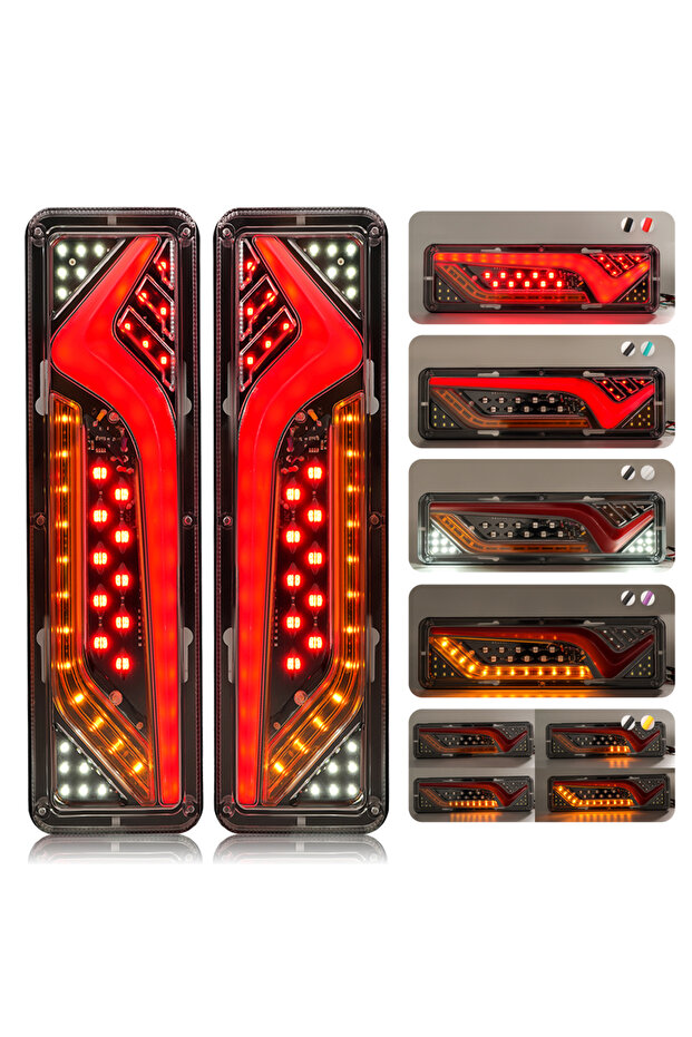 12V-24V 2PCS Style C 2Pcs Waterproof 12V Trailer Truck LED Rear Taillight Boat RV Caravan Van Flow S