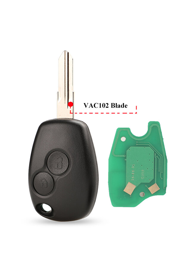 مفتاح تحكم عن بعد ثنائي الأزرار من جينغيوكين، مزود بشريحة ID46 PCF7947 VAC102، متوافق مع سيارات رينو داستر، مودوس، كليو 3، توينغو.