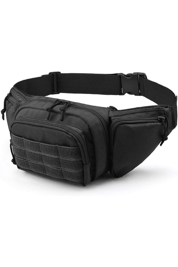 Black Men Waist Bag Belt Bumbag Waterproof Nylon Molle EDC Fanny Phone Pouch for Hunting Climbing Ca