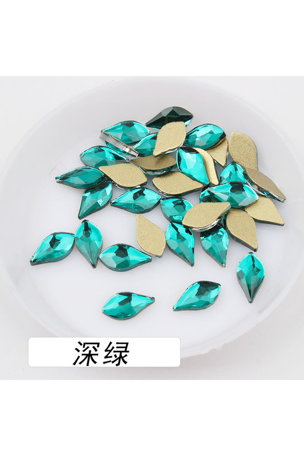 100pcs green wholesale Pear shaped drop 5*10mm Flat Back Nail Rhinestone Special Crystals Art Stones
