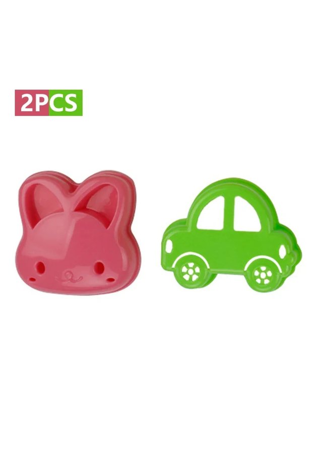 as picture(5) 2pcs Sandwich Mould Bear Cat Rabbit Car Shaped Bread Mold Cake Biscuit Embossing Devic