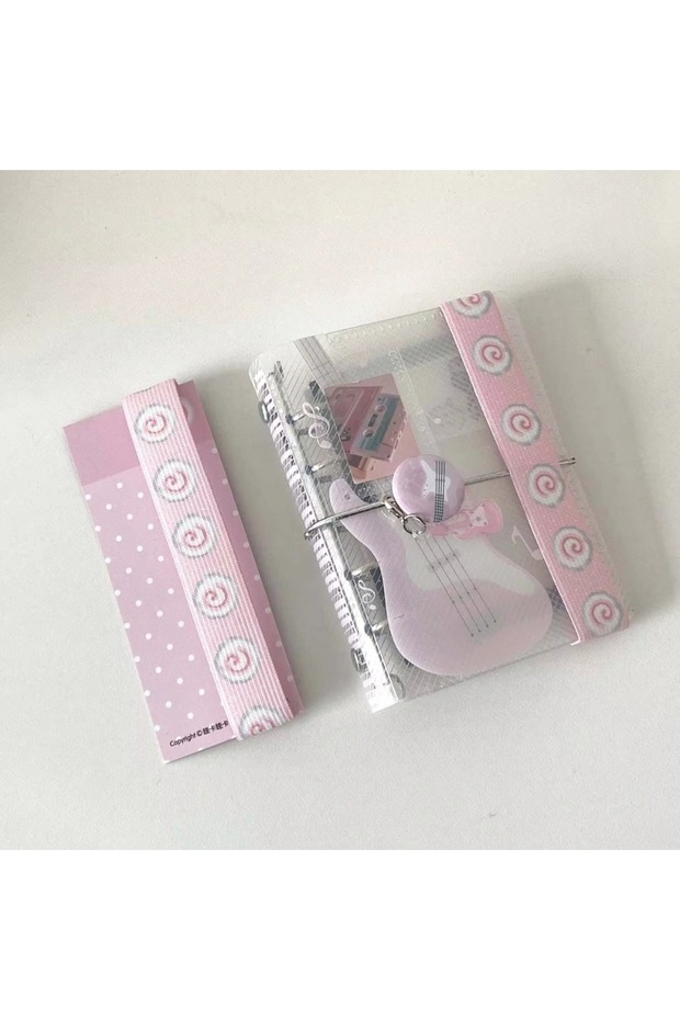 Pink Circles Adjustable Notebook Straps Loose-leaf Notebook Elastic Strap DIY Decoration Band Bindin