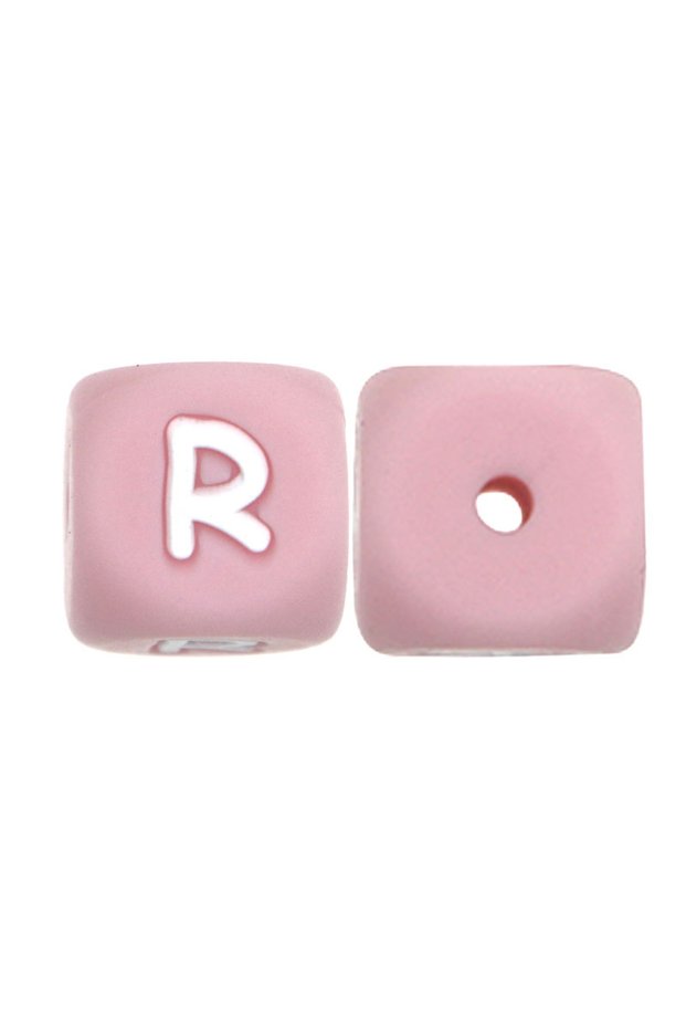 20pcs R 20pcs/Lot Pink 12mm Square Silicone Letter Beads For Jewelry Making DIY Bracelet Necklace Ea