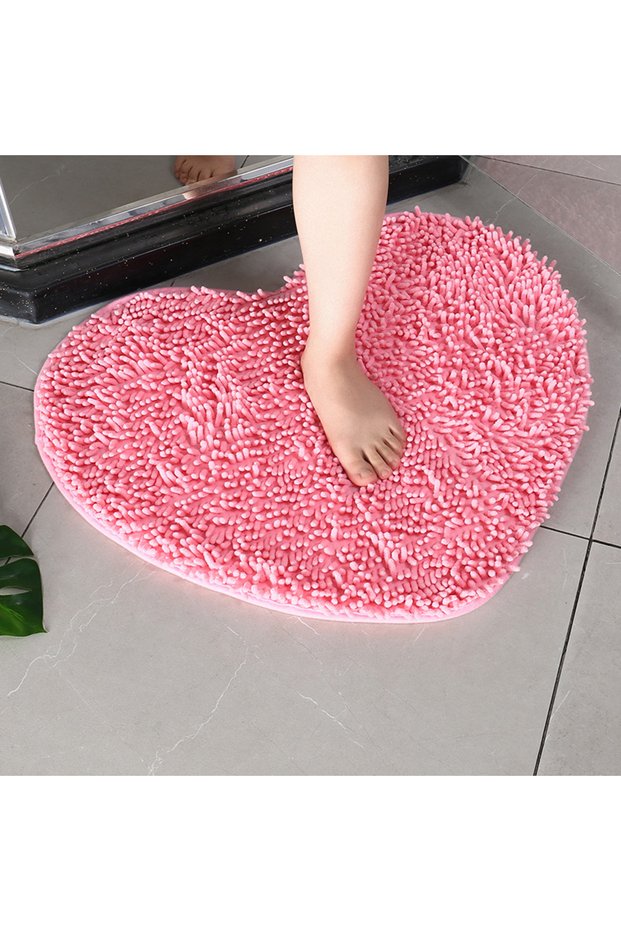 50x60cm pink Chenille Heart Bathroom Floor Mats Home Bedroom Bathroom Entrance Non-slip Absorbent Fo