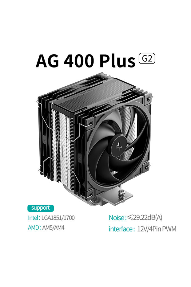 NO RGB AS Show AG400 PLUS G2 DeepCool AG400 Plus 4 Heat Pipe Dual Fan 220W CPU Cooler 120mm Fan Air