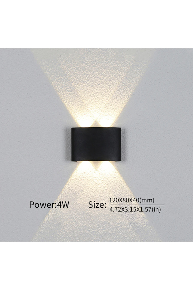 Warm White 4W Black LED Wall Lamp Outdoor Waterproof IP66 Interior Wall Light 4W Garden Lights Bedro
