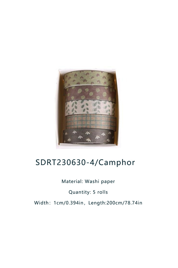 SDRT230630-4 5 Rolls Forest Washi Tape Set Colorful Flowers Watercolor Plants Masking Tape Scrapbook
