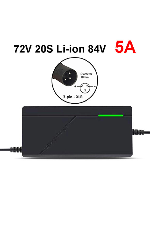 US Plug 3pin XLR Plug 72V 5A Battery Charger For Lithium 20S 84V Lithium-ion Battery Pack Charger In