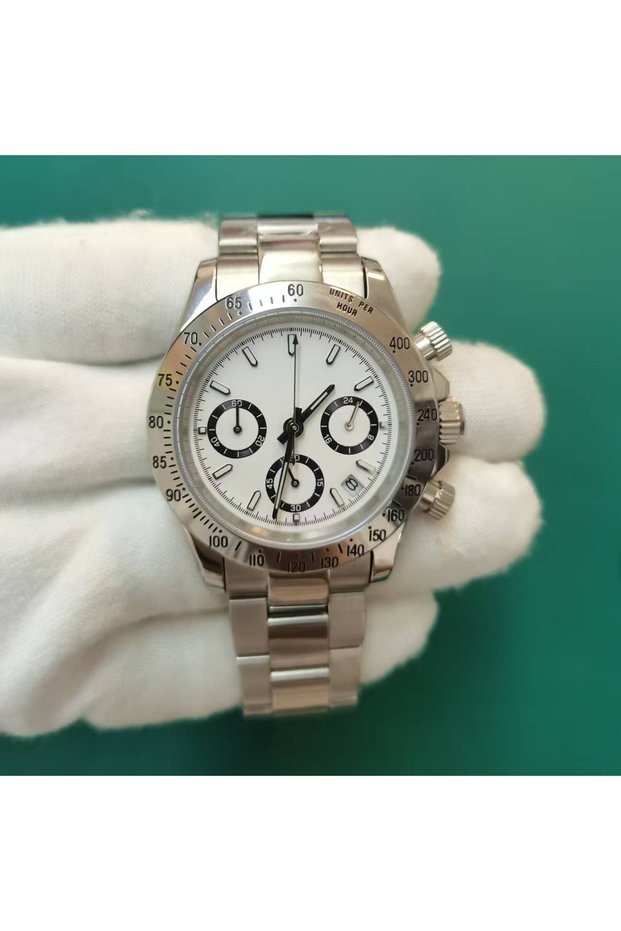 steel bezel white Sapphire Crystal Men's Watch Beat Quartz Chronograph 50M Waterproof Swimming Busin