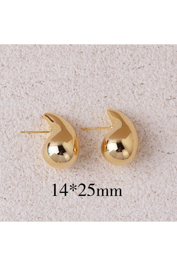 gold A Gold Color Water Drop Earring Stud Simple Design Ins Women Post Earrings 3 Size Available Sil