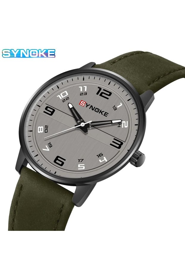 army green SYNOKE Men Quartz Watch Fashion Simple Business Belt Retro Watch For Men Watch Student Wr