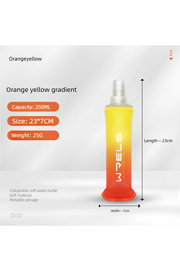 250ml yellow red Sport Water Bottle TPU Folding Soft Flask Drink Portable Water Bottle High Flow Run