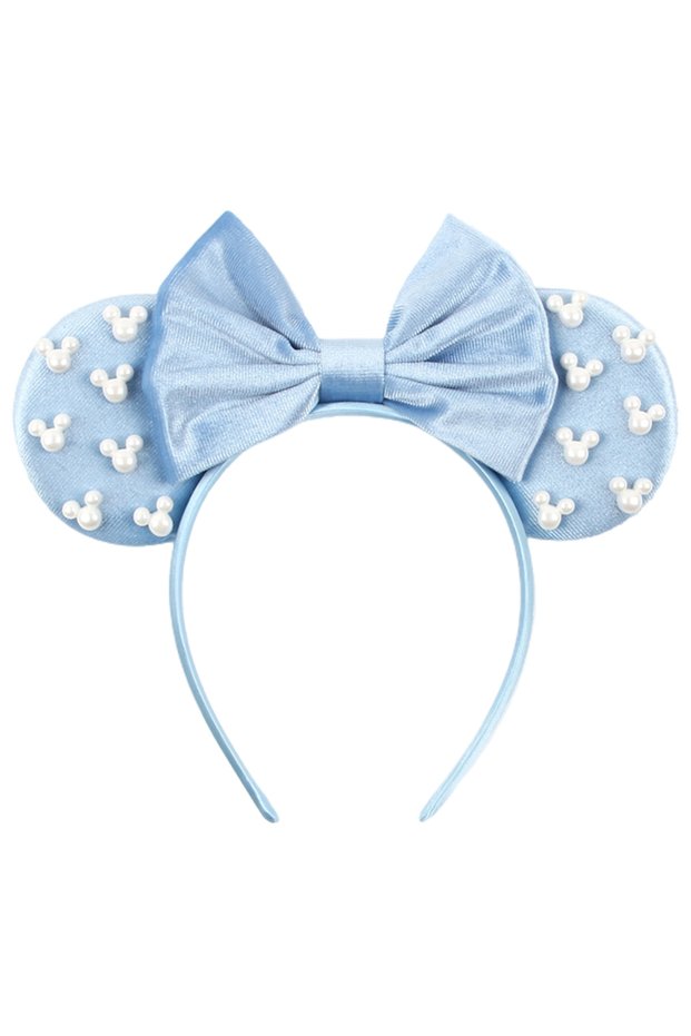 TDMQ208-01 New Trendy Mouse Ears Headband 3.3"Velvet For Girls Soft Bow Hairband Halloween Festival