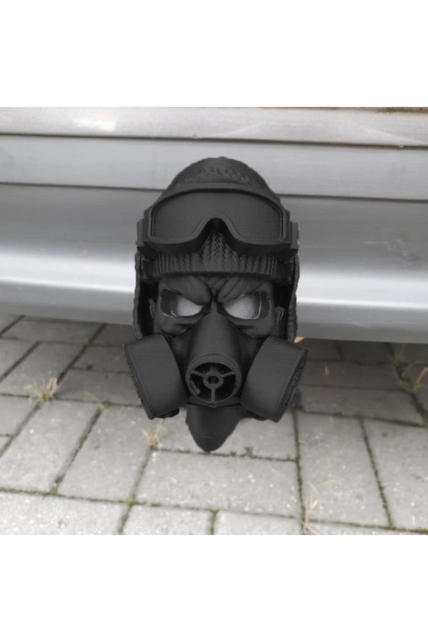 Black Funny 3D Printed Tow Bar Ball Cover Steel Helmet Gas Mask Trailer Hook Cover Dustproof PLA Tra