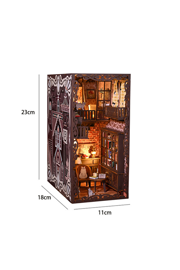 SL-13 Bookshelf Set Doll House Wooden Lighted DIY Book Nook Kit 3D Puzzle Assembly Building Model Bo
