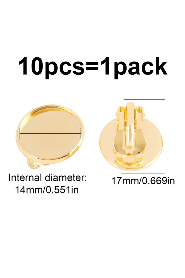 D3174 10Pcs Gold Stainless Steel Ear Clip Blank Base Cabochon Cameo Bezel Tray Earrings Setting for