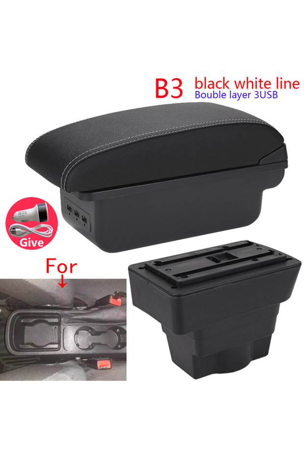 صندوق مسند ذراع أوبل أسترا B3 أسود وأبيض بثلاثة منافذ USB، مناسب لأوبل أسترا J موديلات 2012-2020، صندوق تخزين