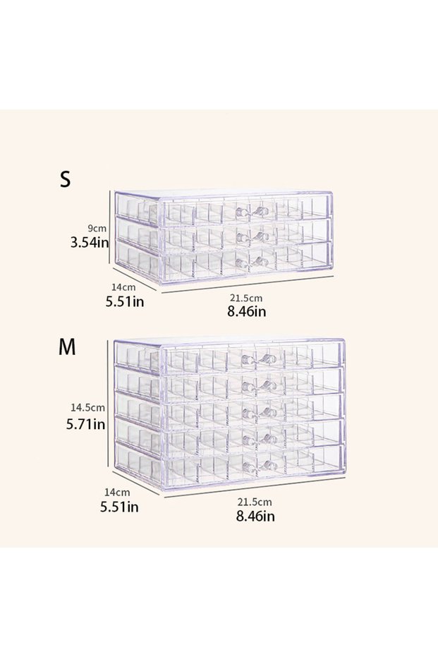 M Clear 5-Layer Jewelry Organizer - 72/120 Slots Velvet Lined Storage Box, Stackable Display Case