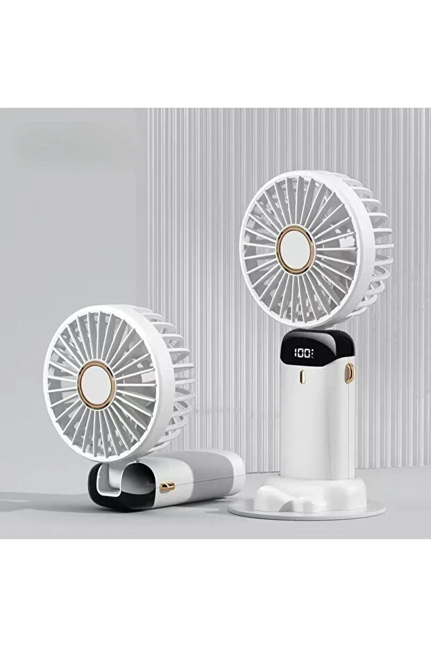 مروحة محمولة شخصية قابلة لإعادة الشحن باللون الأبيض مع شاشة LED رقمية 90 ° قابل للتعديل وقابل لإعادة الشحن Fa