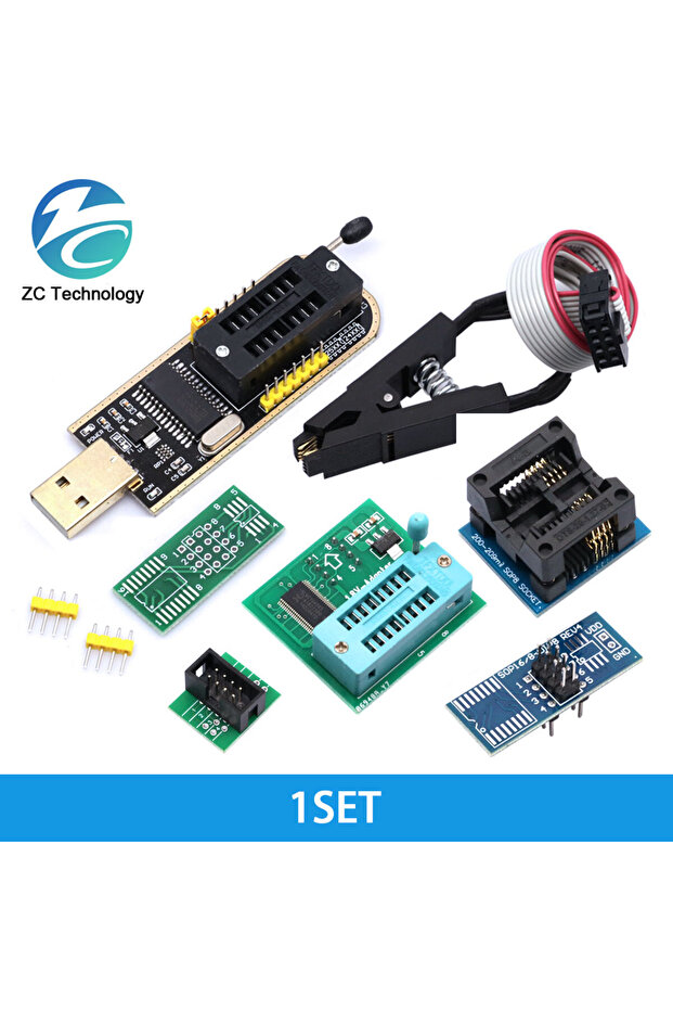 1SET Original CH341 24 25 Series EEPROM Flash BIOS USB Programmer Module + SOIC8 SOP8 Test Clip For