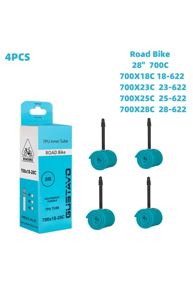 Presta Valve 700c 85mm 18-28C 4PCS 700X18-28C GUSTAVO Ultralight TPU Tubes Road Bike Inner Tube Valv