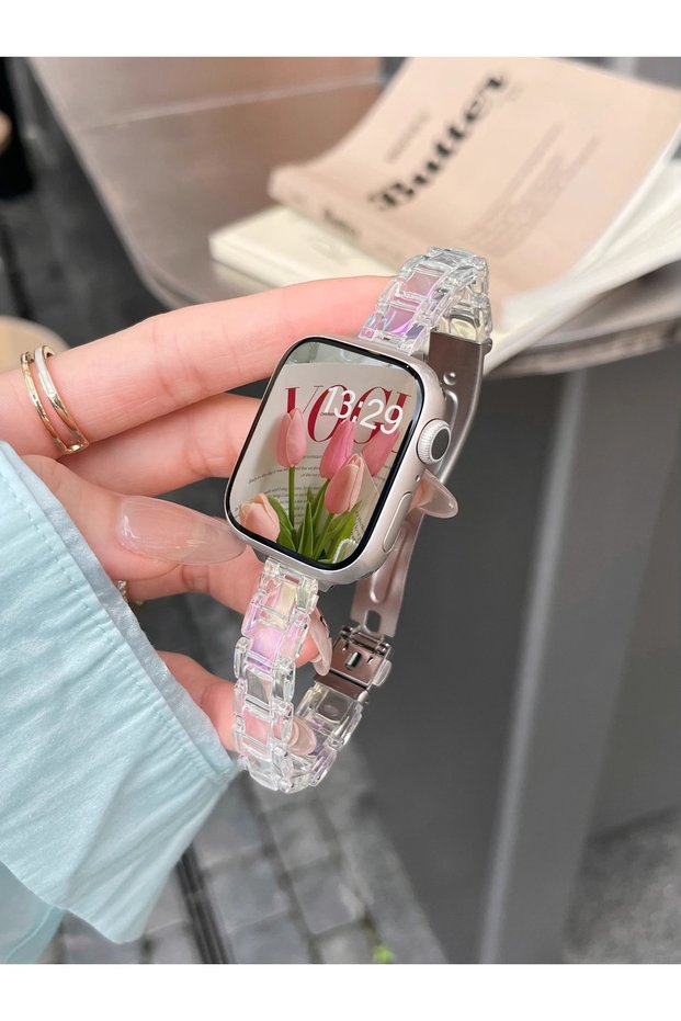 42(S3) 44 45 46 49mm Transparent Women Slim Transparent Laser Strap for Apple Watch Band 42mm 46 49
