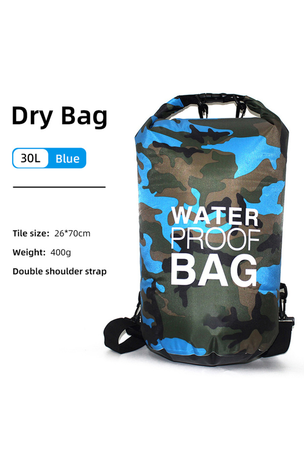 30L Blue 30L 15L Waterproof Dry Bags With Wet Separation Pocket Backpack For Kayaking Boating Swimmi