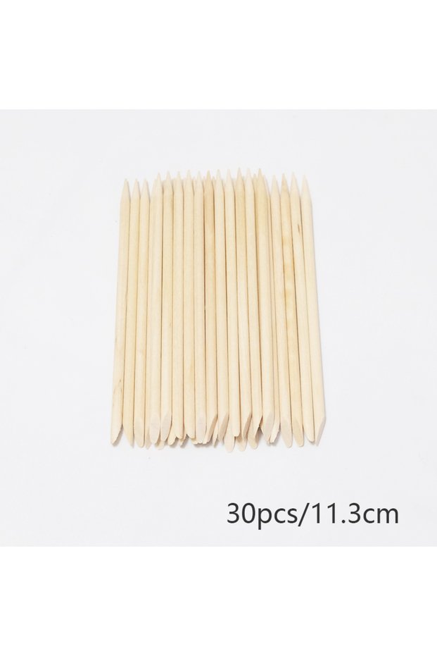 30Pcs 11.3cm Nail Cuticle Pusher Orange Wood Sticks Nail Manicures Remover Wooden Design Nail Gel Po
